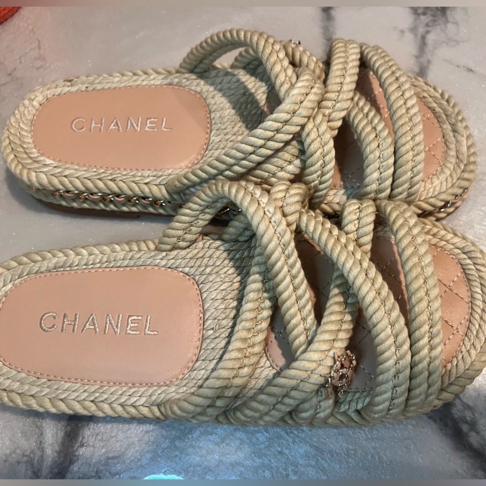 Authentic CHANEL rope slides size 39 (woman’s 8)